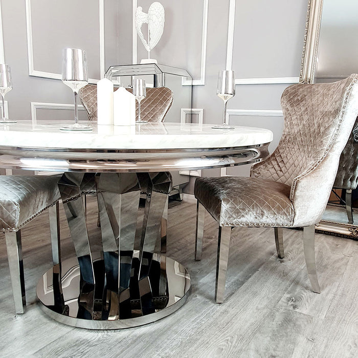 Chelsea Dining Chair With Lion Knocker & Buttoned Back