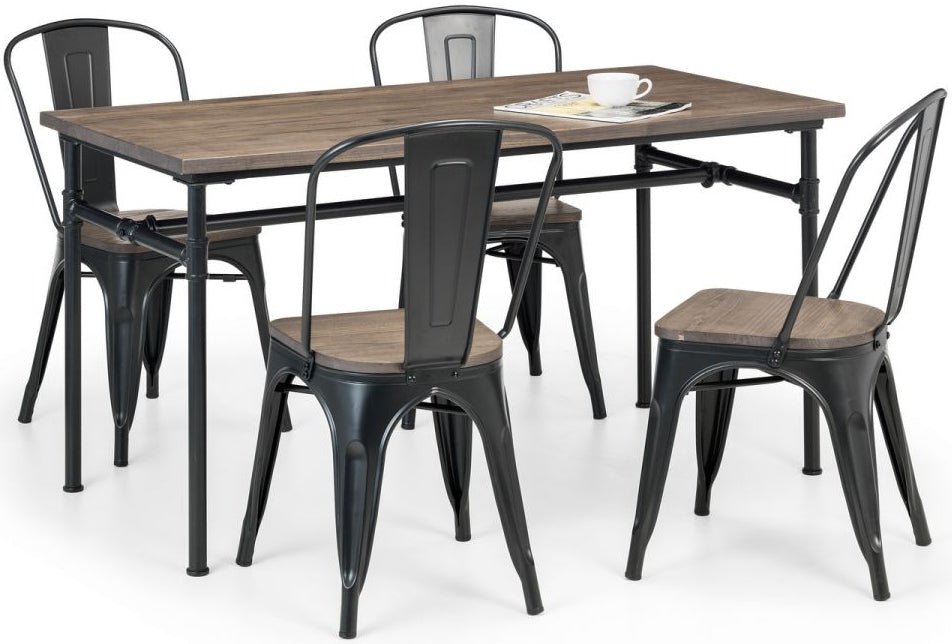 Carnegie Industrial Pipework Dining Table with 4 Grafton Chairs