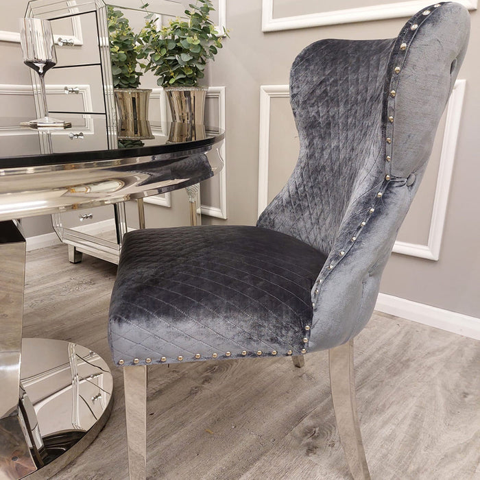 Chelsea Dining Chair With Lion Knocker & Buttoned Back