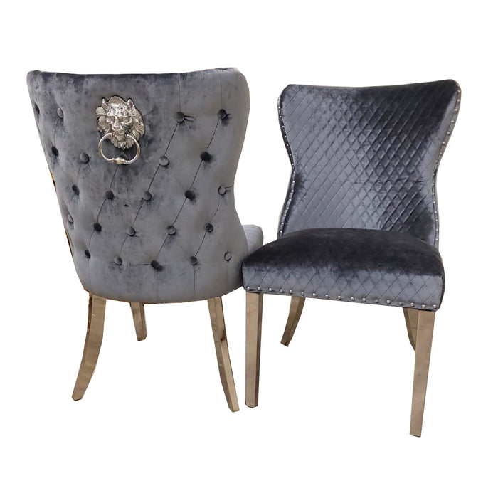 Chelsea Dining Chair With Lion Knocker & Buttoned Back