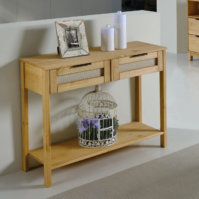 Corona Rattan 2 Drawer Console Table