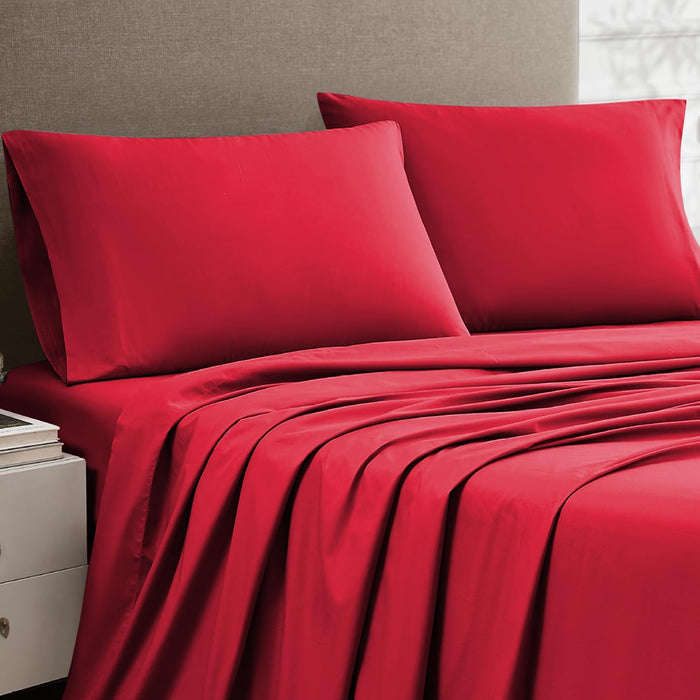 Pillow Cases 2 Pack Standard Size Polyester Cotton Pillow Cover with Envelop Closure Wrinkle Fade Resistant Pillowcases Machine Washable (Red, 50 X 75 Cm | Pack of 2)