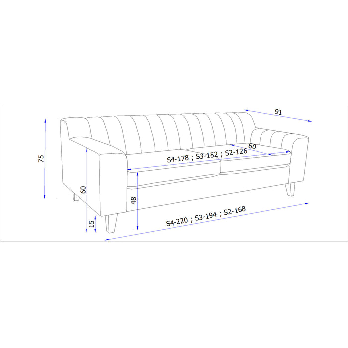 Fluted Sofa 4 Seater
