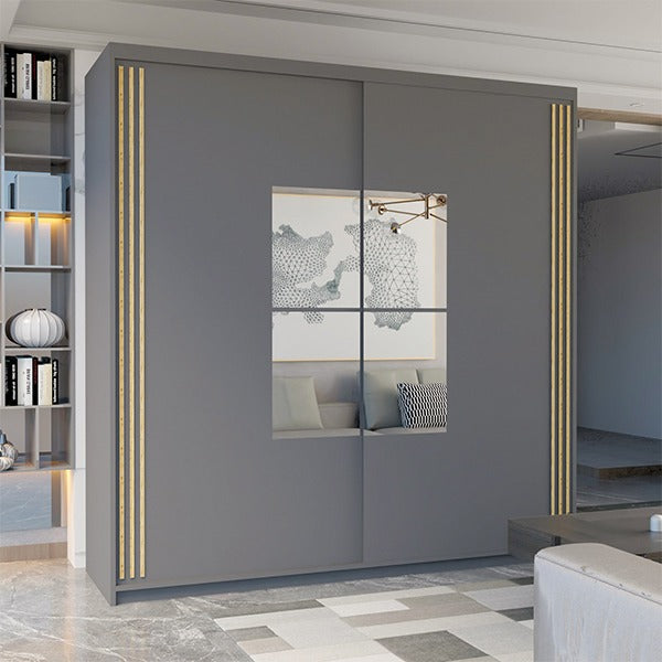 JAMAJKA SLIDING WARDROBE GREY 150cm/203cm