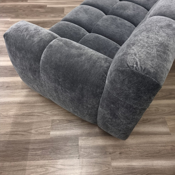 Aluxo Harlem Sofa Range In Steel Velvet 1 Seater