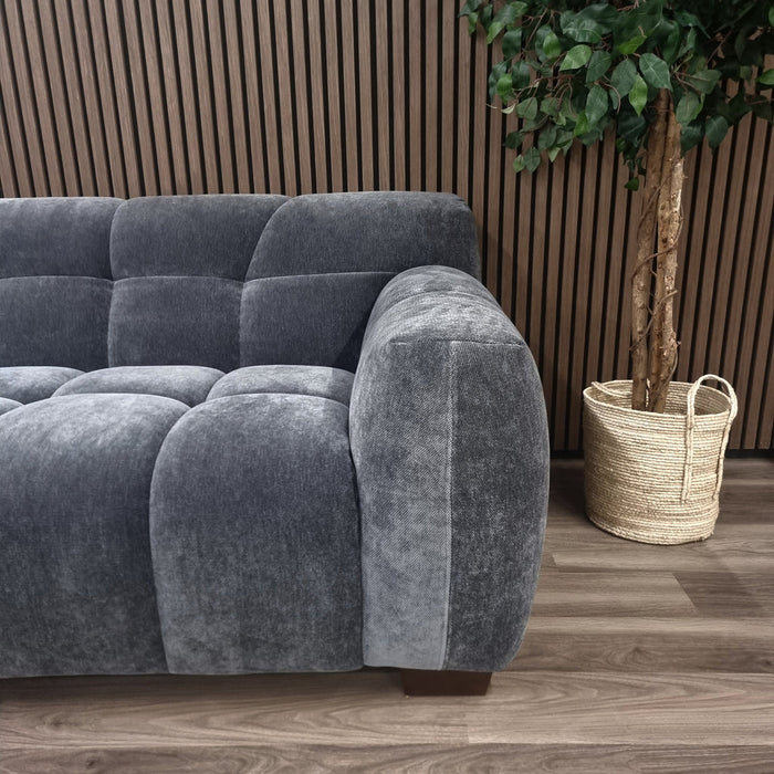 Aluxo Harlem Sofa Range In Steel Velvet 1 Seater