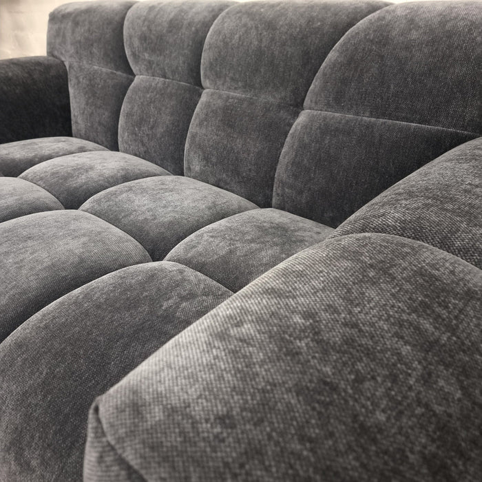 Aluxo Harlem Sofa Range In Steel Velvet 1 Seater