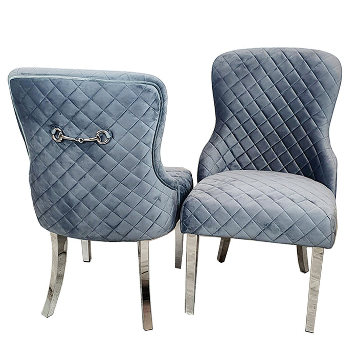 Kate Dining Chair With Chrome Clasp & Quilted Back
