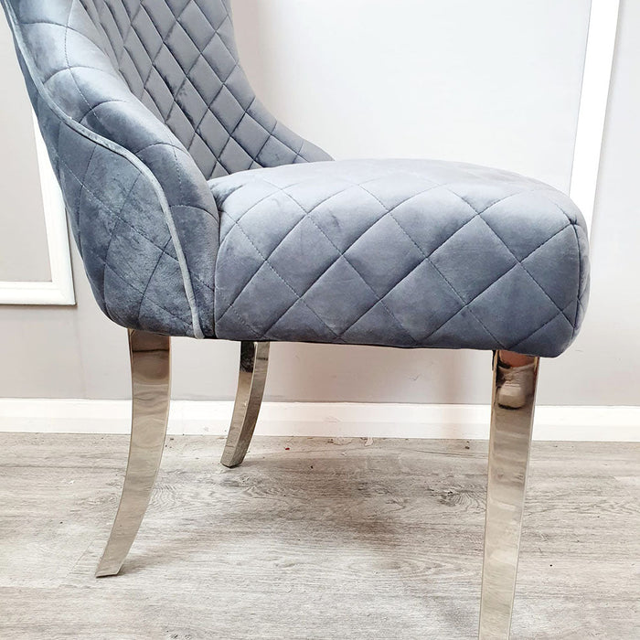 Kate Dining Chair With Chrome Clasp & Quilted Back