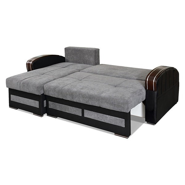 Kewin Grey L-Shape Sofa Bed