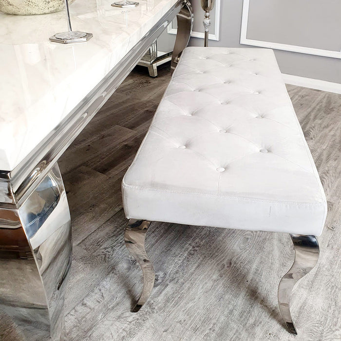 Imperial 1.3M Velvet Dining Bench In Light Grey