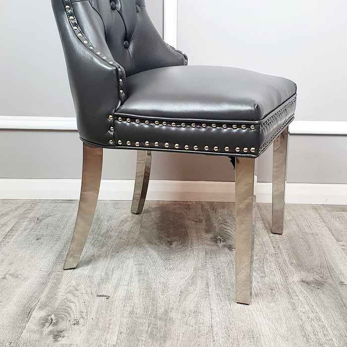 Mayfair Leather Dining Chairsplain Back/Square Knocker