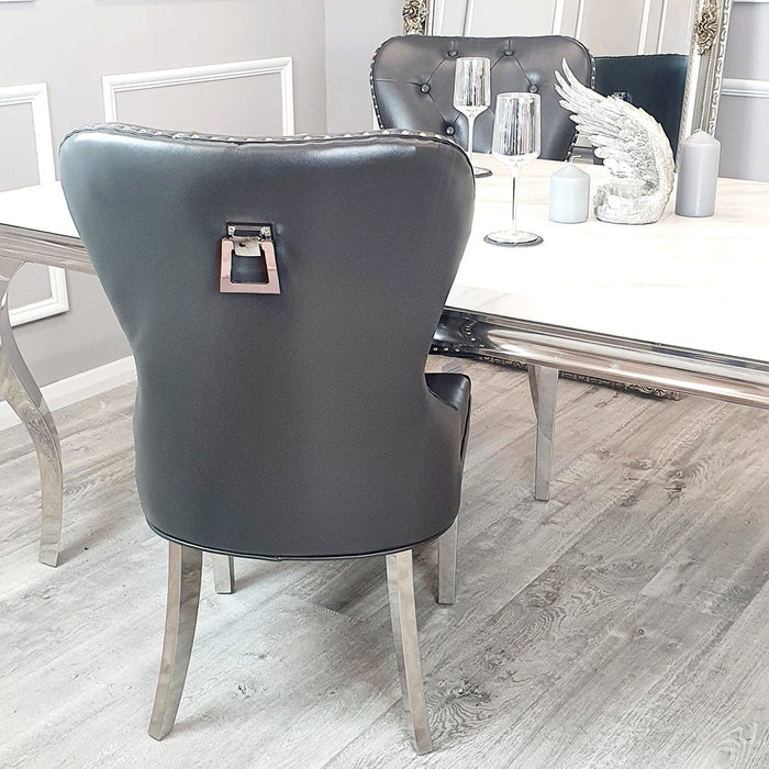 Mayfair Leather Dining Chairsplain Back/Square Knocker