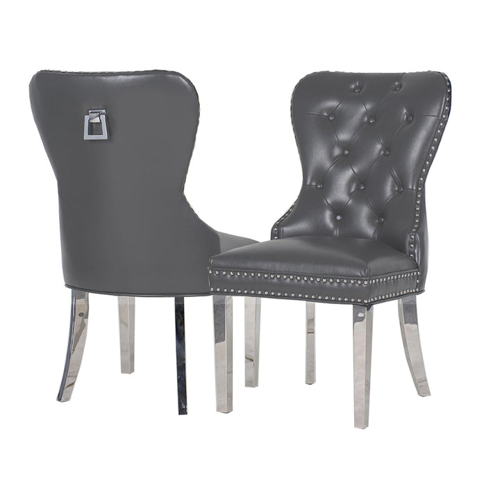 Mayfair Leather Dining Chairsplain Back/Square Knocker