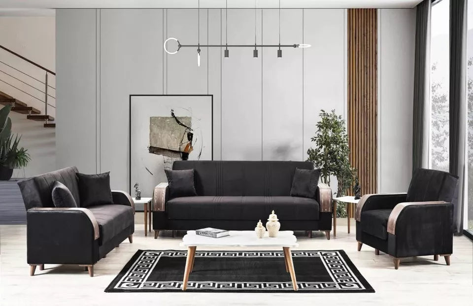 Luxurious Modern Turkish Ottoman 3 Seater Sofa Bed with Storage and Cushions