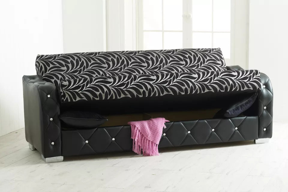 Butterfly 3 Seater Ottoman Storage Sofa Bed Modern Luxury Bedroom - UK Made