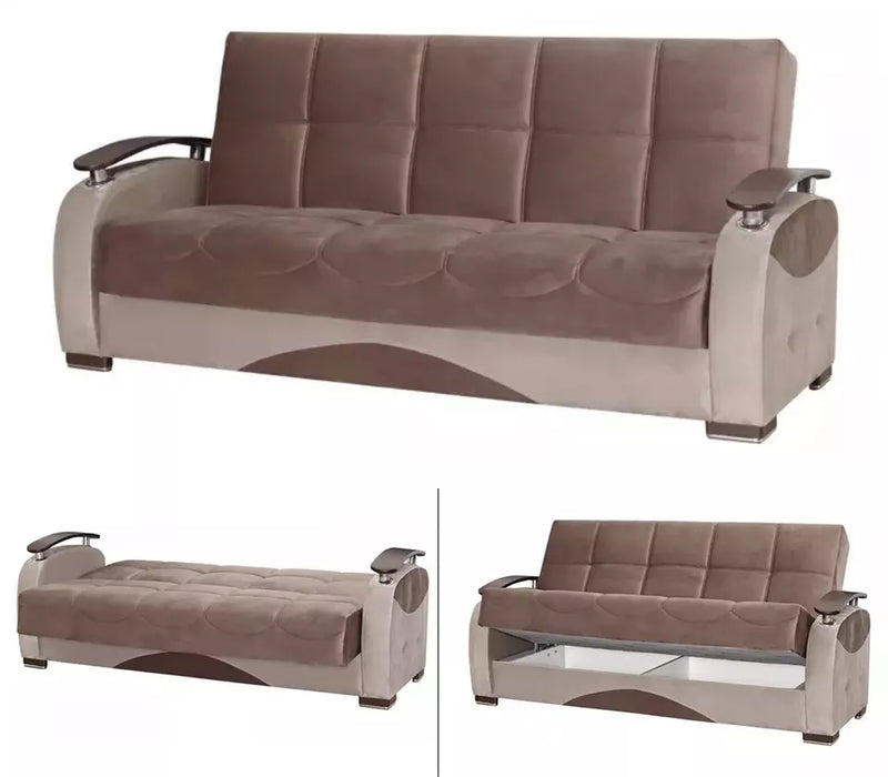 Gama Luxurious Modern Turkish Ottoman 3 Seater Sofa Bed with Storage and Cushion