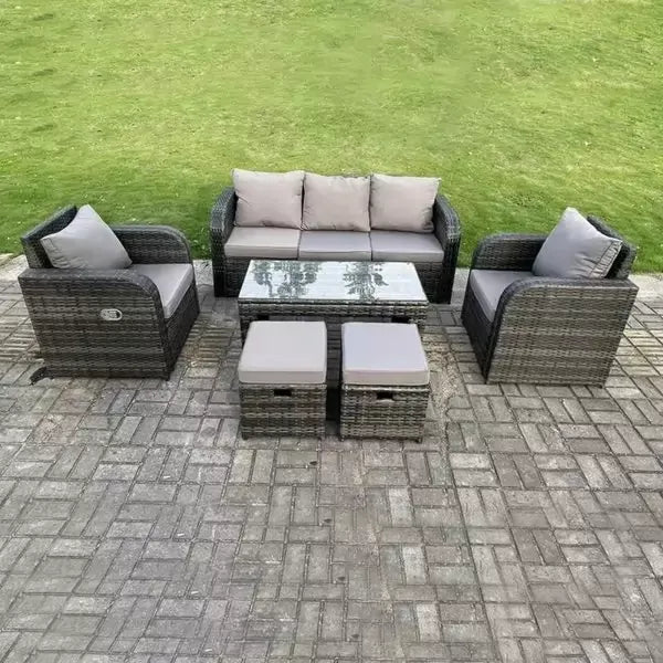 Outdoor Garden Fimous 7 Seater Reclining Rattan Set