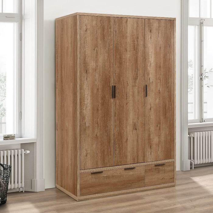Stockwell Rustic 3 Door 2 Drawer Wardrobe