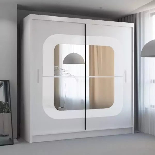CHELSEA WHITE WARDROBE WHITE STRIP 150cm/203cm